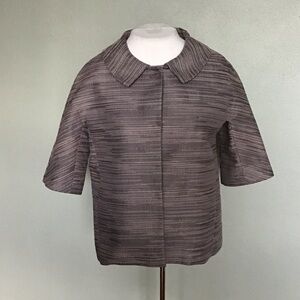 Ann Taylor cotton blend 3/4 sleeve heathered taupe periwinkle blazer women small